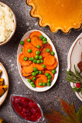 Glazed roasted carrot with peas