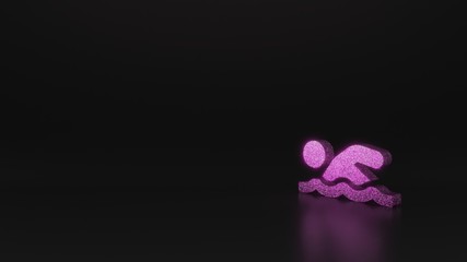 science glitter symbol of swimmer icon 3D rendering