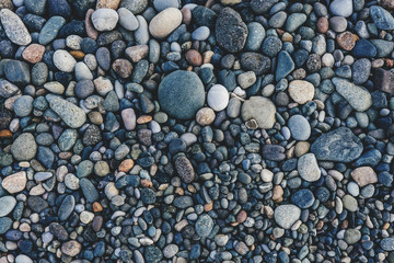Stones on the beach. Top view