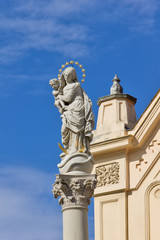 Fototapeta na wymiar Statue in front of St. Stephan Capuchin Church in Bratislava