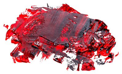 Red and black hand drawn vector oil brush stroke. Template for your text.