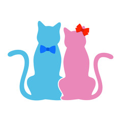 two cats with bows on a white background