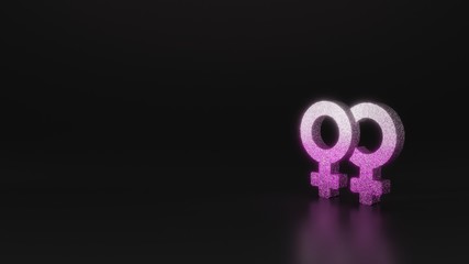 science glitter symbol of Venus double icon 3D rendering