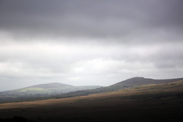 Landscape of the preseli mountians with a moody sky