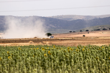 racing truck in competition