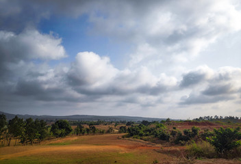 Obraz premium landscape with blue sky and clouds
