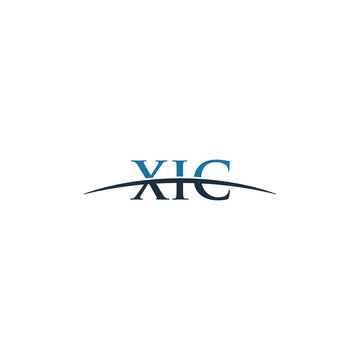 Initial letter XIC, overlapping movement swoosh horizon logo company design inspiration in red and dark blue color vector