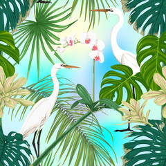 Seamless pattern, background. with tropical plants