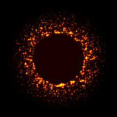 Abstract stipple background. Red Luminous circles. Crimson elegant glowing circle. Maroon  light ring. Cherry Sparking particles. Colorful ellipse. Bright border.