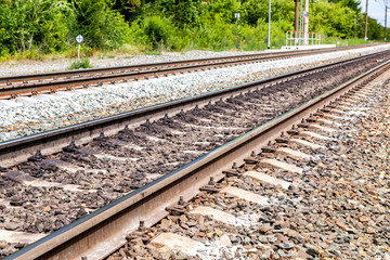 Fototapeta na wymiar Double track electrified railway line