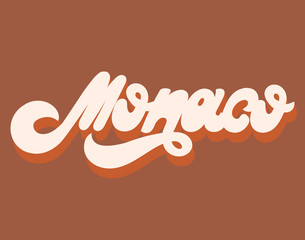 Monaco. Vector hand drawn lettering isolated. Template for card, poster. banner, print for t-shirt, pin, badge, patch.