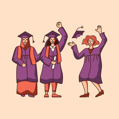 Obraz premium Graduating students flat style
