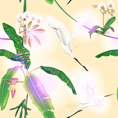 Fototapeta premium Seamless pattern, background. with tropical plants