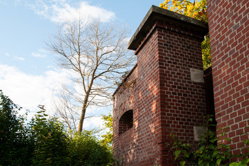Fototapeta na wymiar brick walls of fortress of 19th century in Ulm