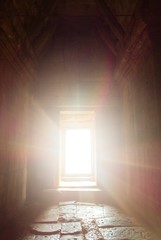 Historic sites and the shining light of the sun in reverse light