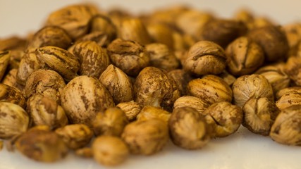 Right Hazelnuts kernels in the background.