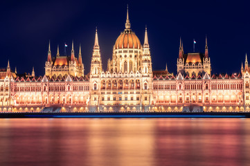 Fototapeta na wymiar View of hungarian Parliament building, Budapest, Hungary