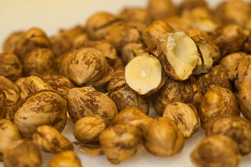 Right Hazelnuts kernels in the background.
