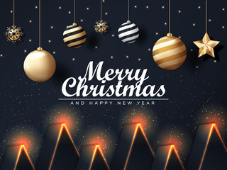 Naklejka premium 3d Christmas Elegant Background with Unique Ornament