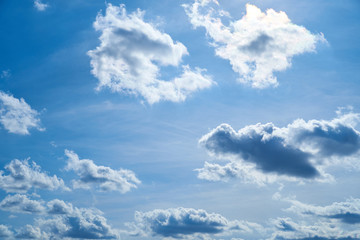 White clouds in blue sky for background