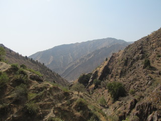 Fototapeta na wymiar View of the Mountains in the Shirkent National Park in Tajikistan