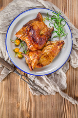 Chicken quarters baked.