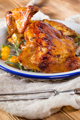 Chicken quarters baked.