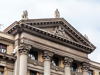 BELGRADE, SERBIA, August 3, 2019. Architectural fragment of the facade of a typical building in the historical part of the city