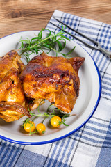 Chicken quarters baked.