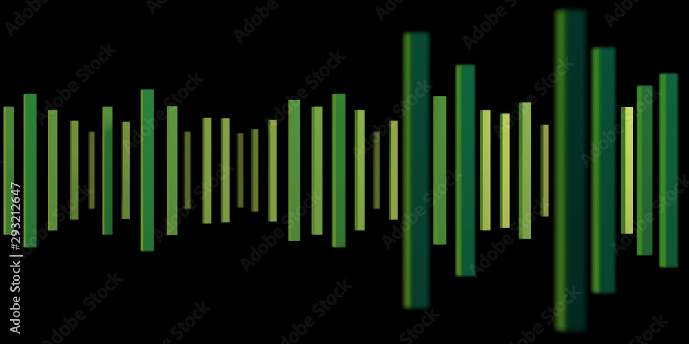 Poster music abstract background with green dynamic waves. sound waves template. music equalizer. 3d render