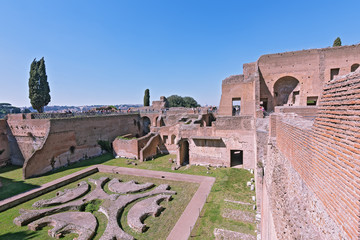 Ruins of Palatine hills in Rome, Italy