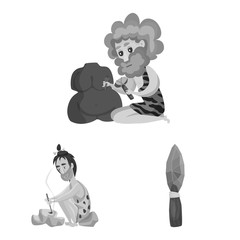 Isolated object of survival and history icon. Collection of survival and prehistory stock vector illustration.