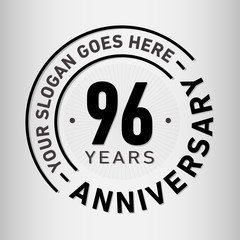96 years anniversary logo template. Ninety-six years celebrating logotype. Vector and illustration.