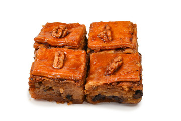 Tasty baklava isolated on white background.