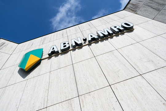 CAPELLE AAN DEN IJSSEL, NETHERLANDS - September 22, 2017: ABN AMRO sign at branch. ABN AMRO is the third-largest bank in the Netherlands.