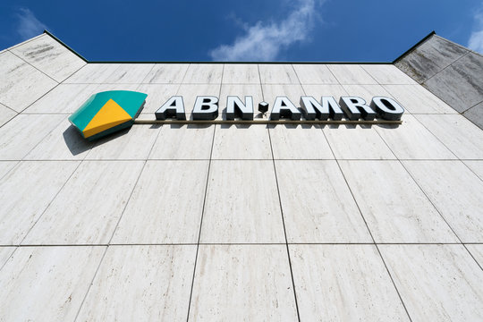 CAPELLE AAN DEN IJSSEL, NETHERLANDS - September 22, 2017: ABN AMRO sign at branch. ABN AMRO is the third-largest bank in the Netherlands.