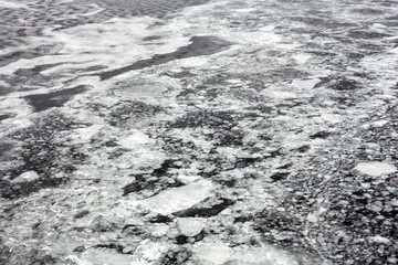 Ice drifting on the water surface