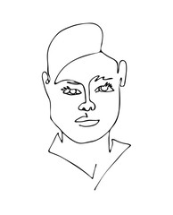Linear abstract woman face. Continuous line art. One line drawing. Minimalist graphic.