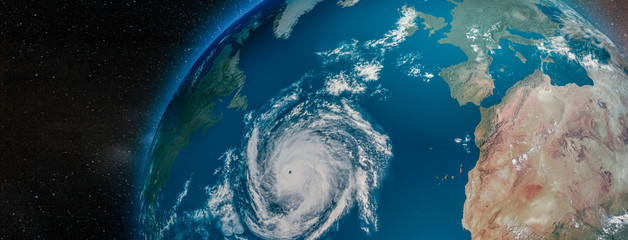 Aerial view from the space of a hurricane
