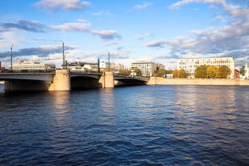 St. Petersburg , Russia - view of the Vyborg embankment and the Grenadier bridge