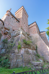 Orschwiller, France - 09 19 2019: Walls and dungeons of the castle of Haut-Koenigsbourg