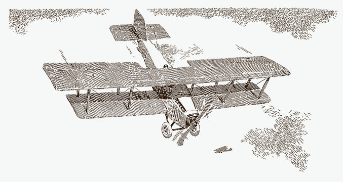 vintage airplane flying in the sky clip art preview