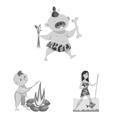 Vector design of survival and history icon. Set of survival and prehistory stock symbol for web.