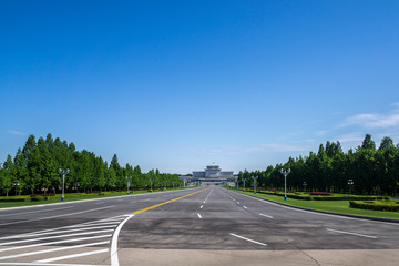 Road leading to Kumsusan memorial palace, Pyongan Province, Pyongyang, North Korea