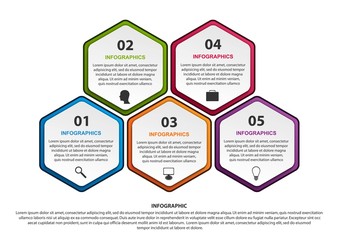 Hexagon options infographics template. Infographics for business presentations or information banner.