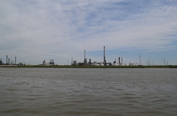 Power plant on the shore of Scheldt river, in Anvers, Belgium, Europe