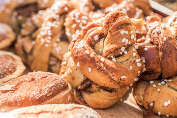 Swedish cinnamon buns close up