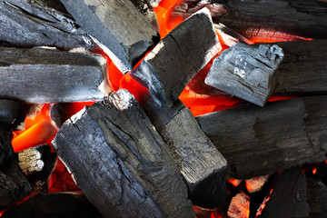 close up of barbecue charcoal