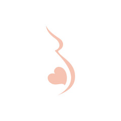 Fototapeta premium Beauty Abstract Pregnant Mom and Baby Heart for Pregnancy Motherhood Maternity Love Affection logo design