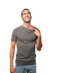 Depressed young man doing a gesture of stress